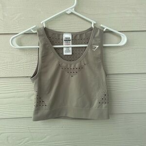 Gymshark Taupe/ Gray Seamless Crop Sports Tank